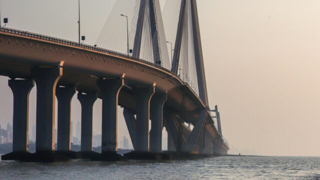 Scenic view of Bandra-Worli Sea Link during sunset in Mumbai, India